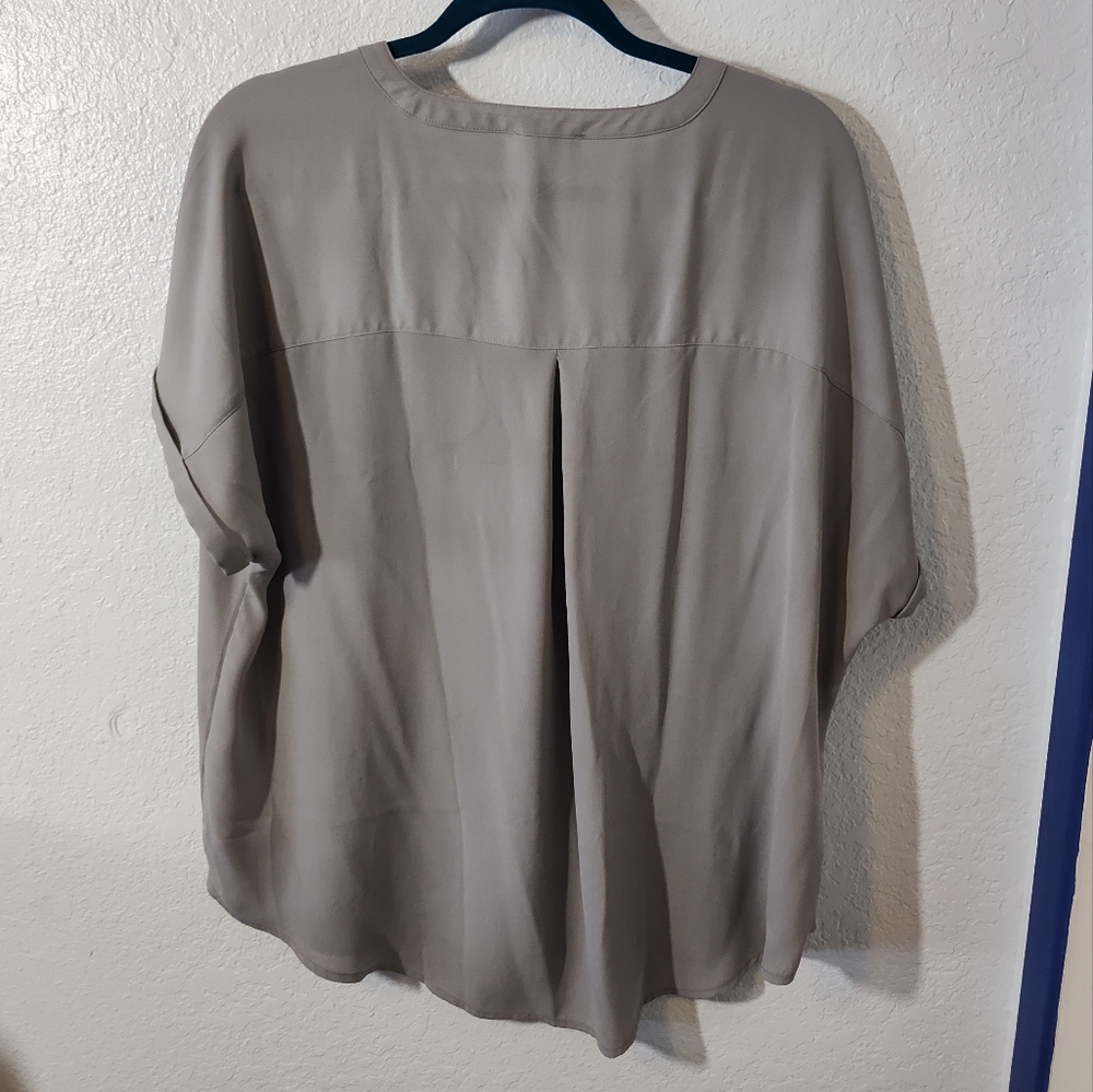 Plus Size Fossil Gray Geneva Solid Zipper Neck Bl… - image 2